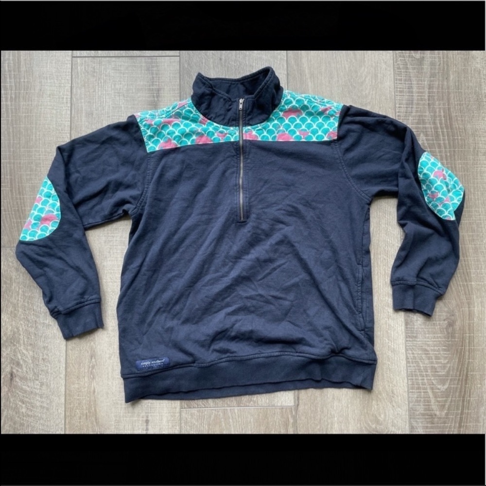Simply Southern Half Zip Pullover Whale Print Size Medium